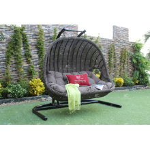 Nuevo diseño de moda Poly Rattan asientos dobles Swing silla o hamaca para jardín al aire libre Muebles de mimbre patio